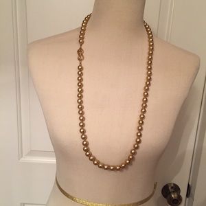 KENNETH JAY LANE KJL CLASP NECKLACE GOLD BEADS FAUX PEARLS 30”